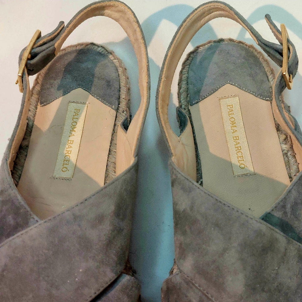 Paloma Barcelo grey microsuede espadrille flatform slingback sandals, EU41, new - Picture 9 of 15